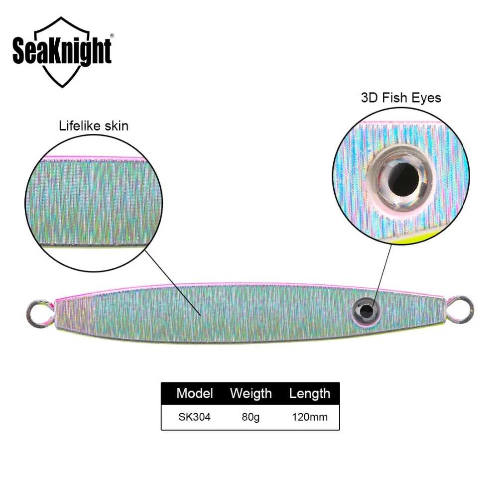 SeaKnight SK304 Jigging 40g 60g 80g 100g 150g 1 pieza plantilla de Metal hundimiento señuelo de pesca Jig cuchara ojos 3D barco pesca aparejos de pesca - imagen 2
