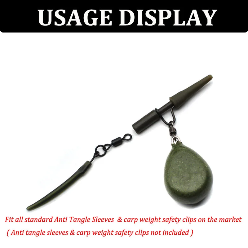 Anillo flexible de cambio Qucik Kwik, eslabones de tamaño británico 8 Kwik Chod negro mate, Clips de seguridad para peso de carpa, aparejos de pesca de carpa, 20 Uds. - imagen 4