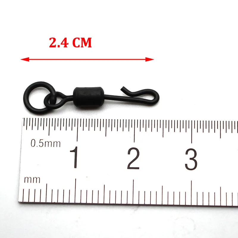 Anillo flexible de cambio rápido, accesorios de pesca de carpa, broche oscilante con anillo sólido, giratorio QC utilizado con clips de plomo, tamaño 8, 50 Uds. - imagen 2