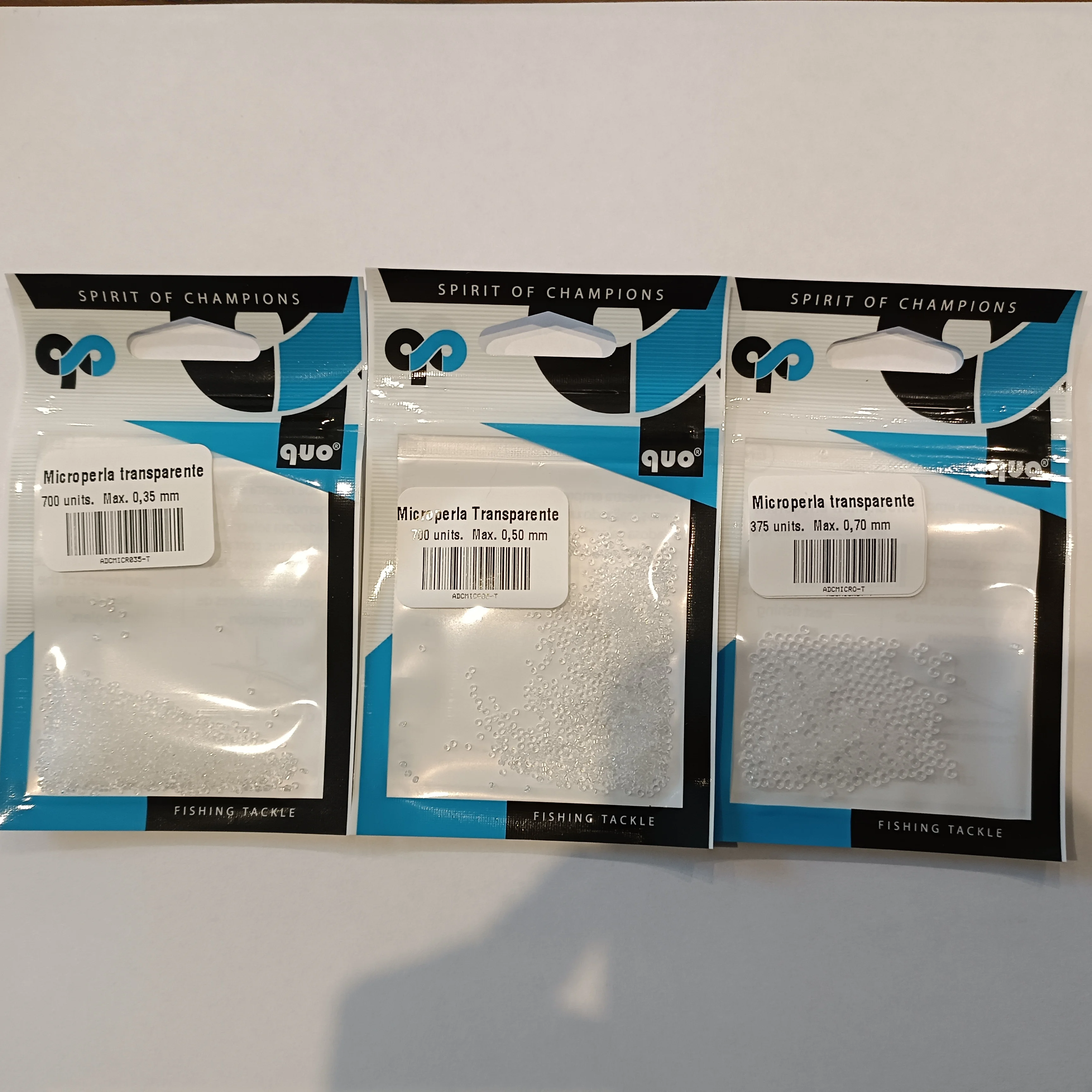 Microperlas COMPETICION Quo para realizar  bajos Surfcasting -Barco- Transparentes El agujero interior es  0,35mm-0,50mm-0,70mm