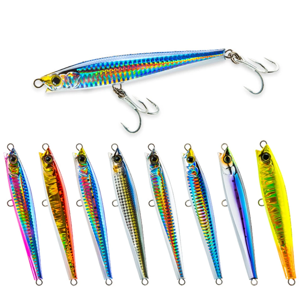 Señuelo de pesca Wobbler de pececillo, Jerkbait de hundimiento de fundición larga de gran tamaño, cebo duro Artificial, cebo de lubina para pesca en el océano, 9,5 cm, 40g