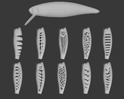 Plantilla 3D de plástico duro wLure para cebos en blanco de señuelo de pesca Jerkbait Minnow UPM639
