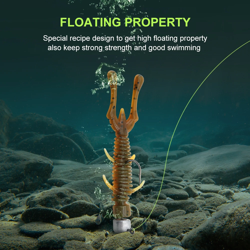 KESFISHING-señuelo de Pesca de camarones, cebo Artificial de silicona suave, doble Color, aroma de camarón flotante, 2,4 pulgadas - imagen 3