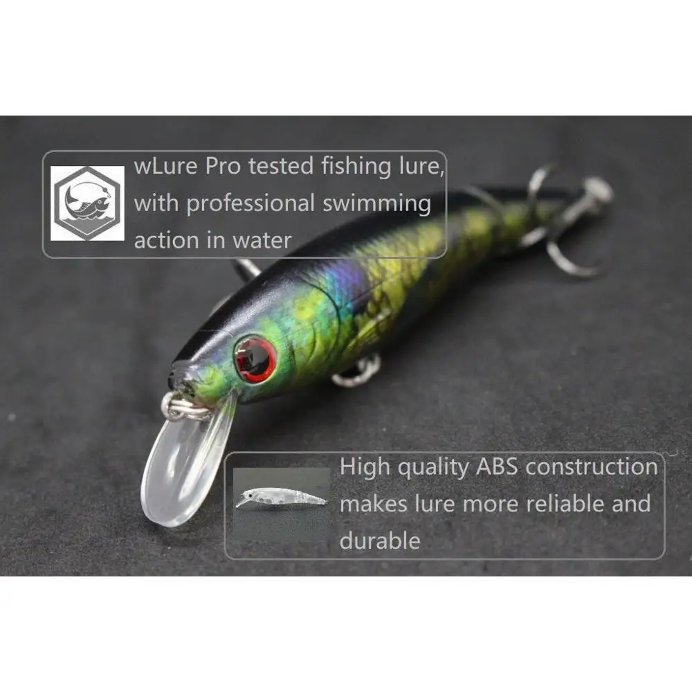 WLure-señuelo de pesca de 10cm y 14g, anzuelos de hoja de corte con Minnow articulado, 2 segmentos, Wobbler apretado, hundimiento, pintura de piel real, HS652