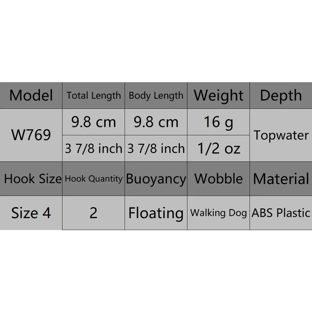 WLure-señuelo de pesca Topwater Popper, 9,8 cm, 16g, señuelo largo para caminar, ojos duros 3D, W769 - imagen 5