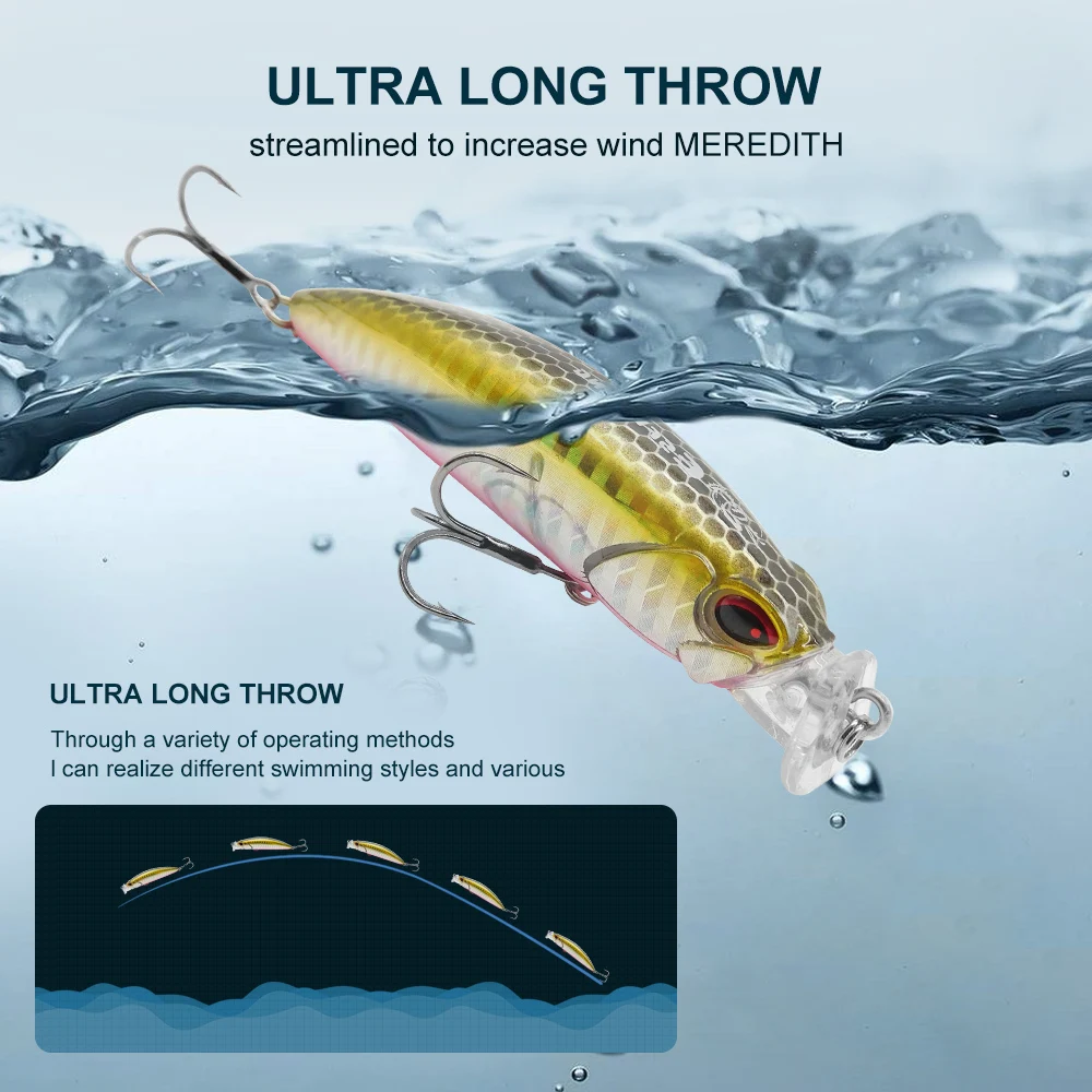 ESFISHING 8cm 10g flotante Topwater manivela Popper cebo duro señuelo de pesca Visitor Minnow unidad de caída de larga distancia 0-0,5 m - imagen 3