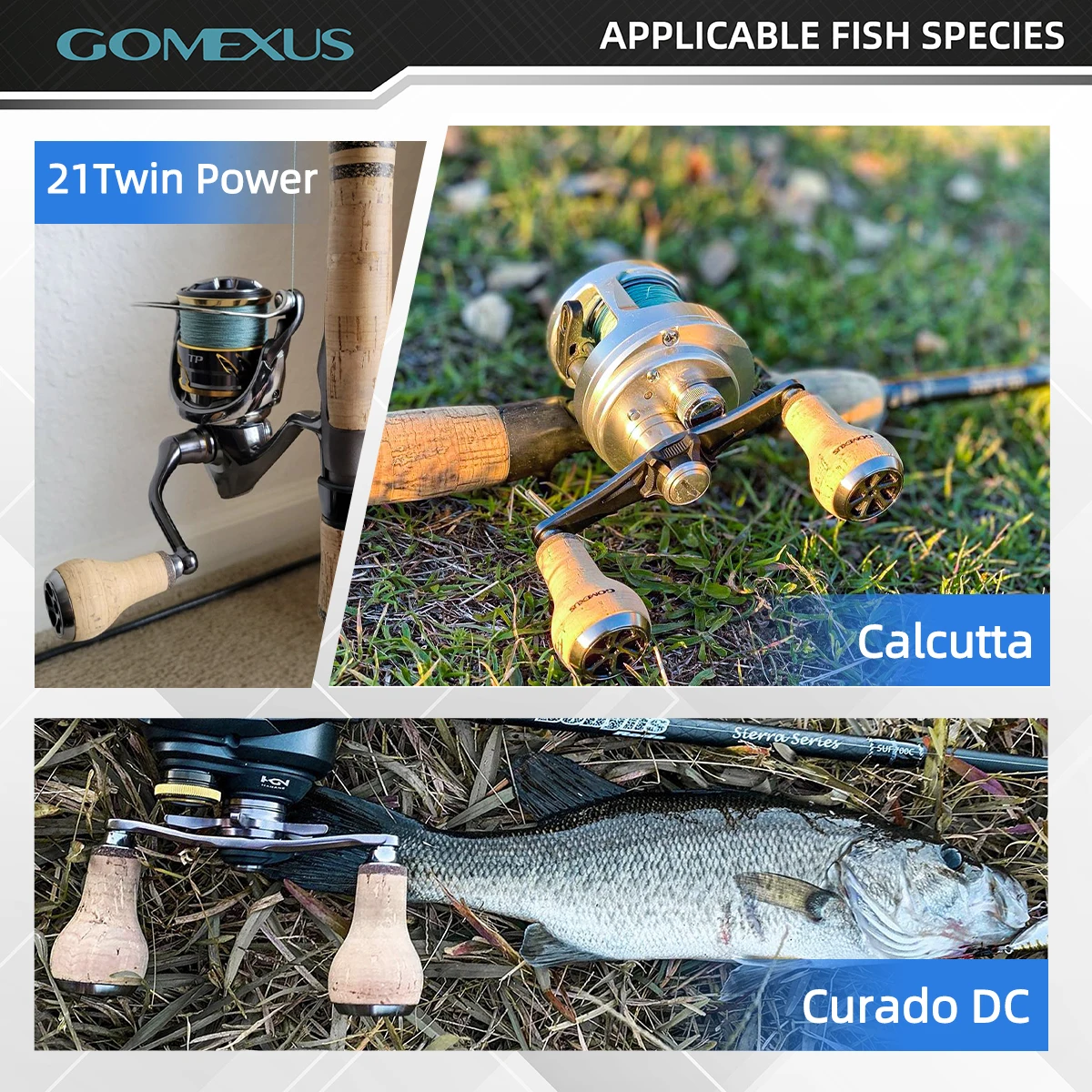 Gomexus, perilla de carrete de pesca de corcho, 27mm, pesca de lubina para Shimano Stradic CI4 Stella Curado Daiwa Exist Tatula, mango de carrete CA27 - imagen 3