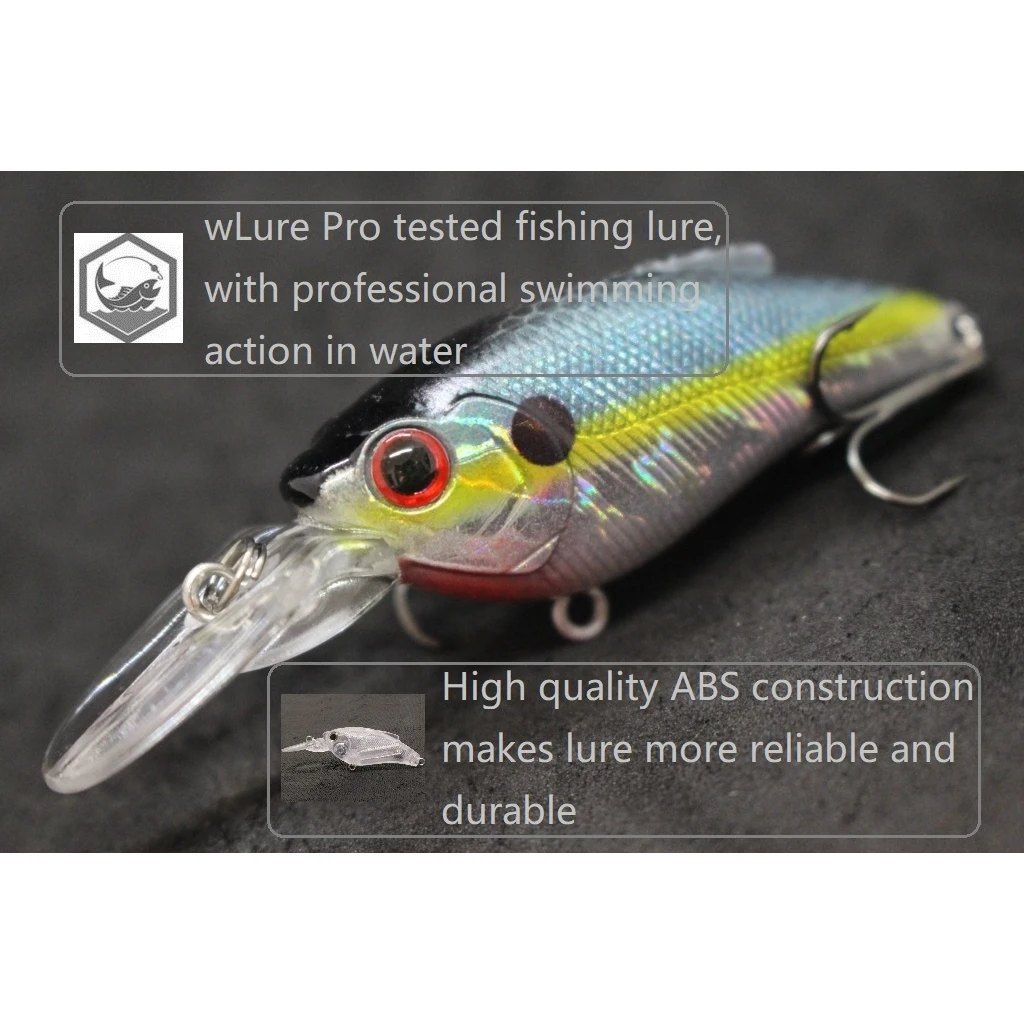 WLure-señuelo de pesca Wobbler, 9,4g, 7cm, fuerte sonajero, transferencia de peso para hacer una fundición más larga, 2 #6, anzuelos triples ABS, construcción C647 - imagen 4