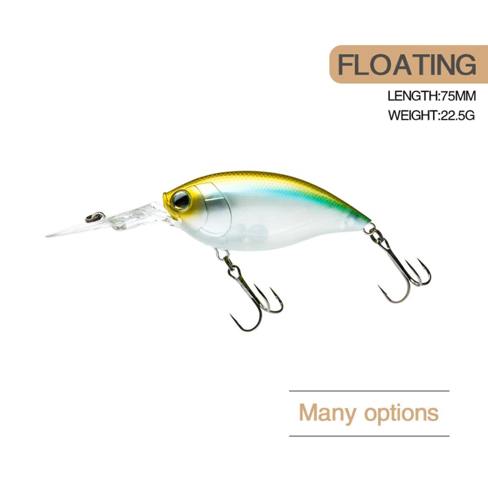 Señuelo de pesca duro Artificial, cebo Crankbait Wobbler de 7,5 cm y 22,5g, largo, flotante, para buceo profundo y pesca en el océano - imagen 3