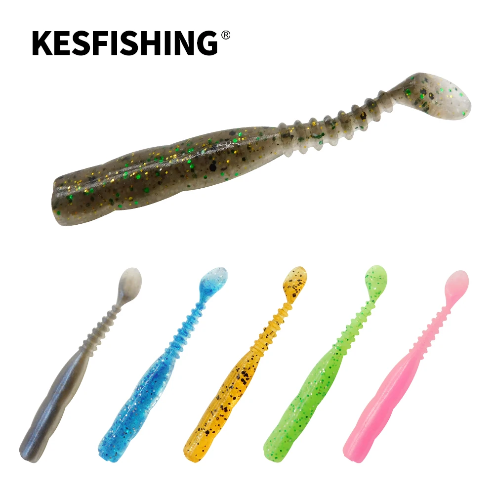 KESFISHING Shad 2 "Shad Rock Shiner cebos artificiales de silicona suave Leurre Souple trucha Lucio Señuelos de pesca olor a pescado con sales