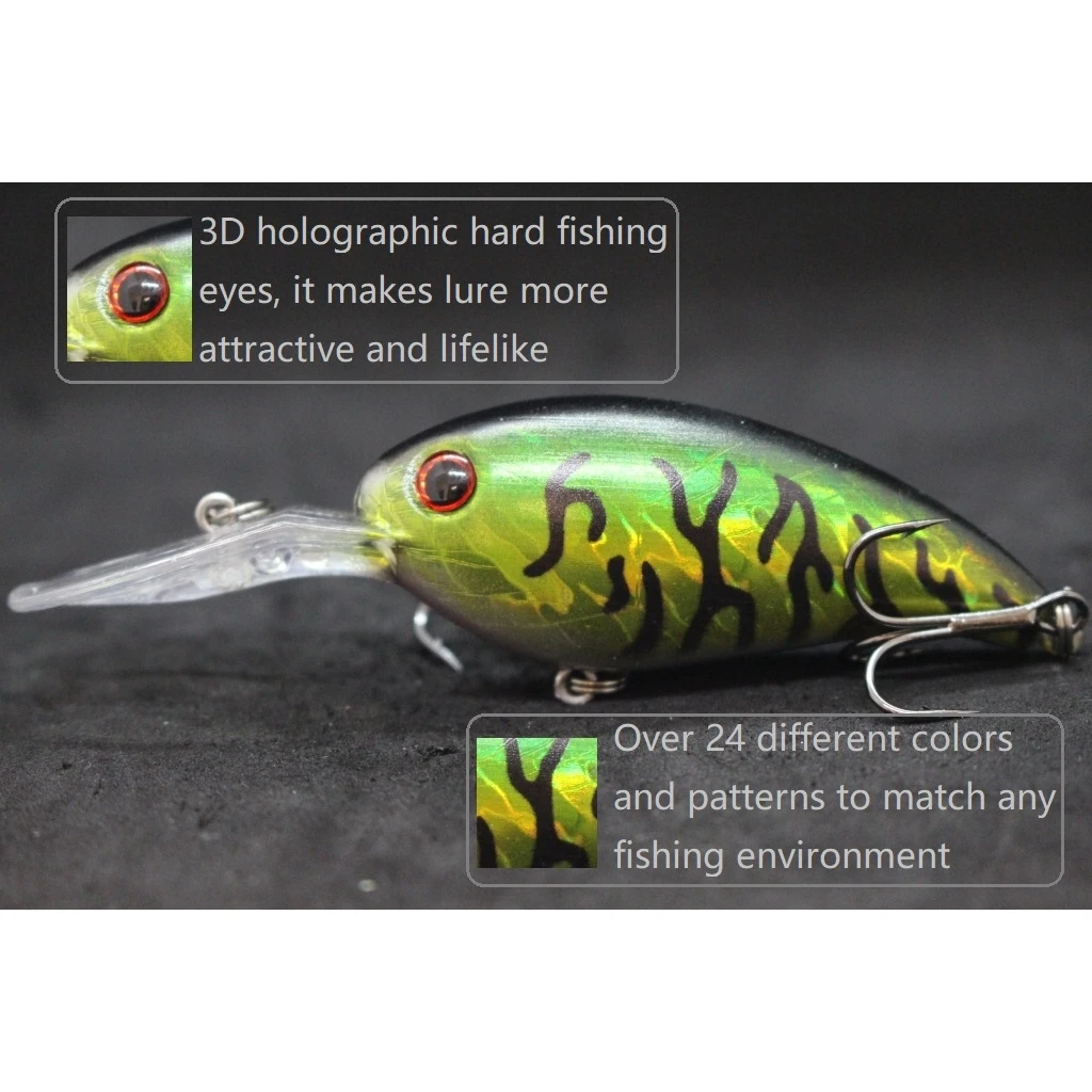 wLure Señuelo de pesca Crankbait 10 cm 15 g Buceo profundo Wild Wobble 2 # 4 ganchos de níquel negro más de 20 colores construcción ABS C55 - imagen 3
