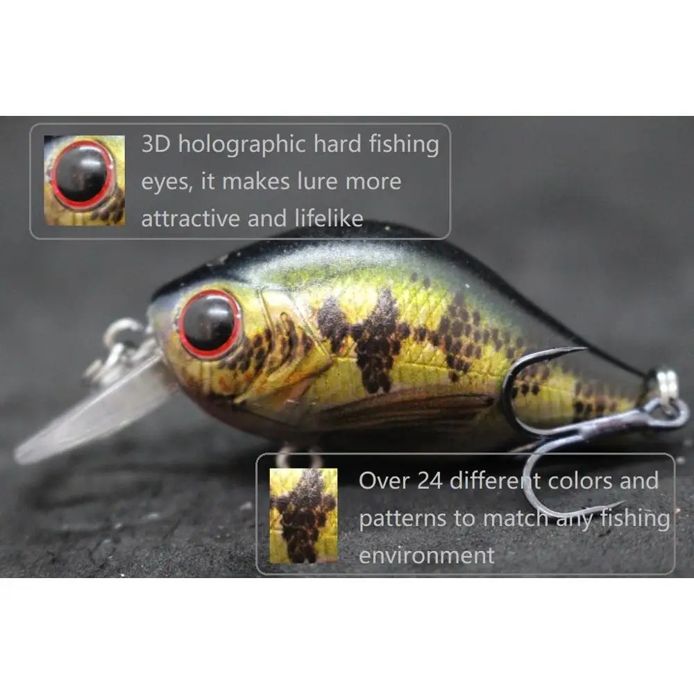 WLure-señuelo de pesca Wobbler, 5,6 cm, 7g, Crankbait pequeño, colores realistas, 0,5 metros de profundidad, anzuelos triples mejorados, pesca de carpa HC564 - imagen 4