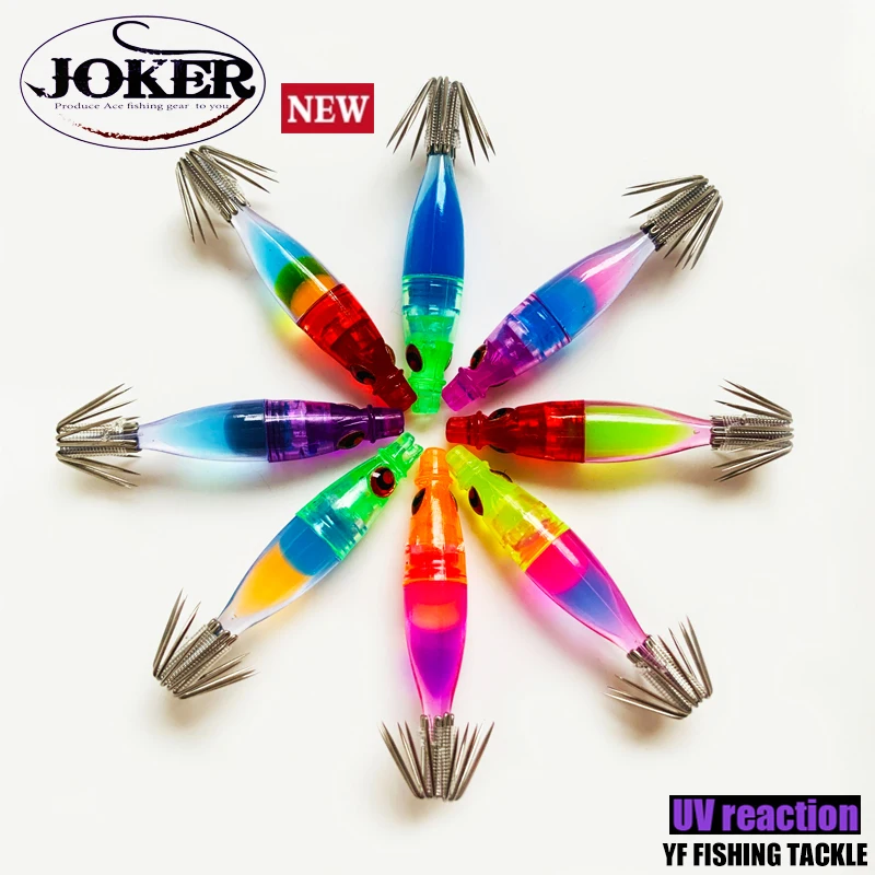 JOKER-MINI Plantilla de calamar (SUTTE), ganchos afilados, brillo de COLOR adicional y reacción UV, 2 gramos, 40-45MM - imagen 3