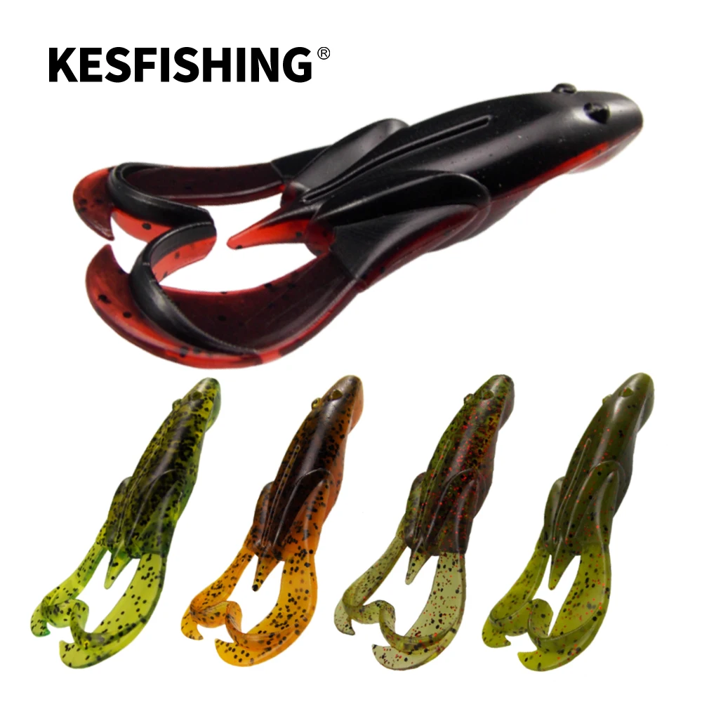 KESFISHING-cebos de silicona suave para rana, aleta ruidosa de 3 ", atractivo, olor a camarón, Isca, Señuelos de Pesca artificiales, aparejos - imagen 3