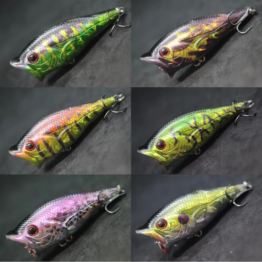 WLure-señuelo de pesca Popper Topwater, 6cm, 10,5g, Zigzag, para caminar, boca abierta grande, hace más salpicaduras de agua, agua dulce T626