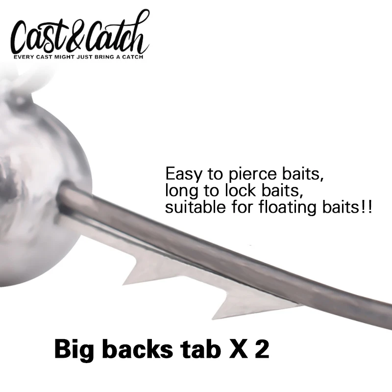 Cast & Catch Big Backstab Finesse Jig Head anzuelo de plomo Ned señuelo de pesca cebo suave anzuelo de púas anti-colgante - imagen 2