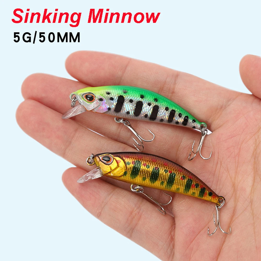 Señuelo de pesca de 5,5 cm y 5g, cebo Artificial para pececillos, Wobbler que se hunde, señuelo oscilante, cebo para trucha, cebo para lubina - imagen 3