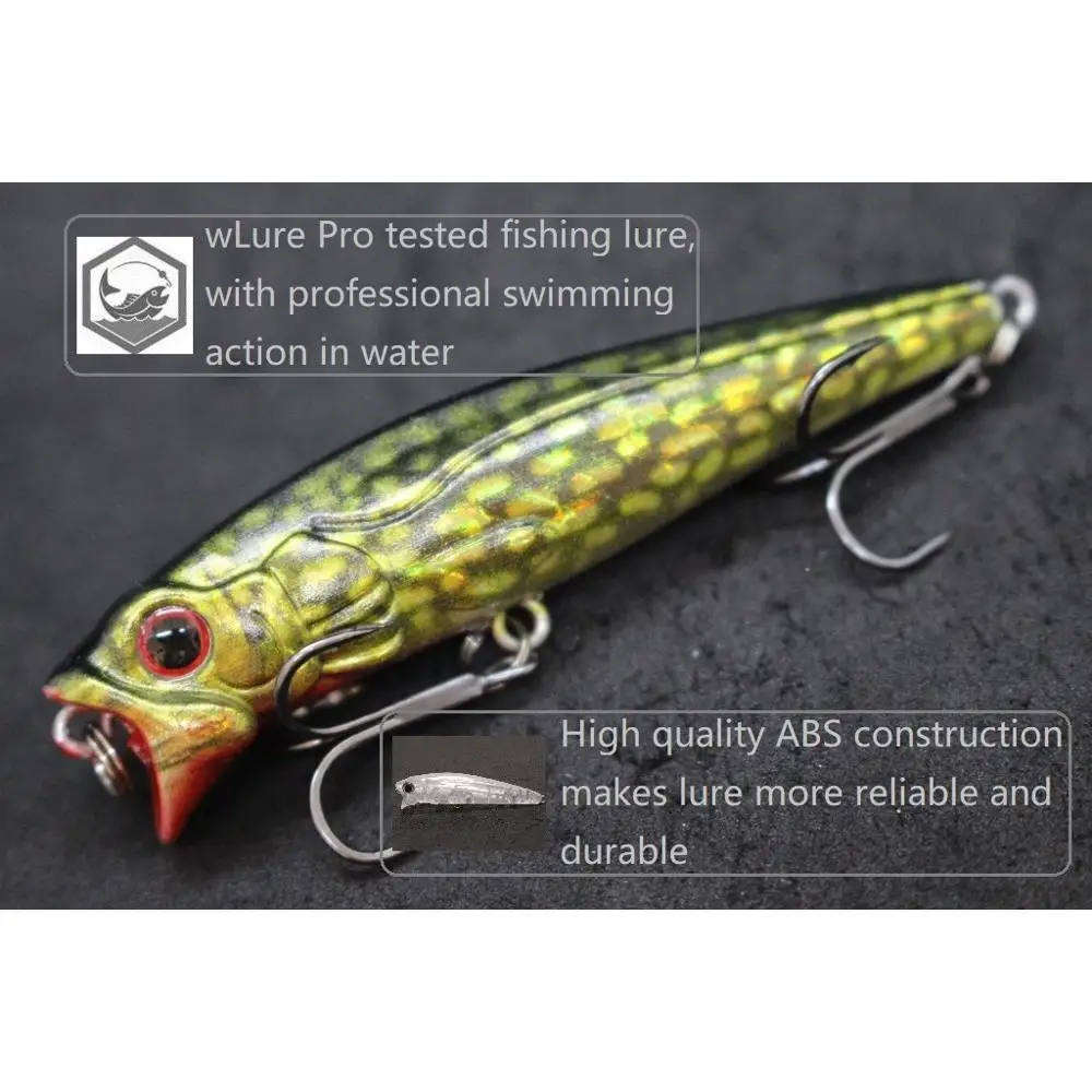 WLure-señuelo de pesca Topwater Popper para perro que camina, 7,5 cm, 9,5g, ZigZag, acción, pintura realista, HW751 - imagen 4