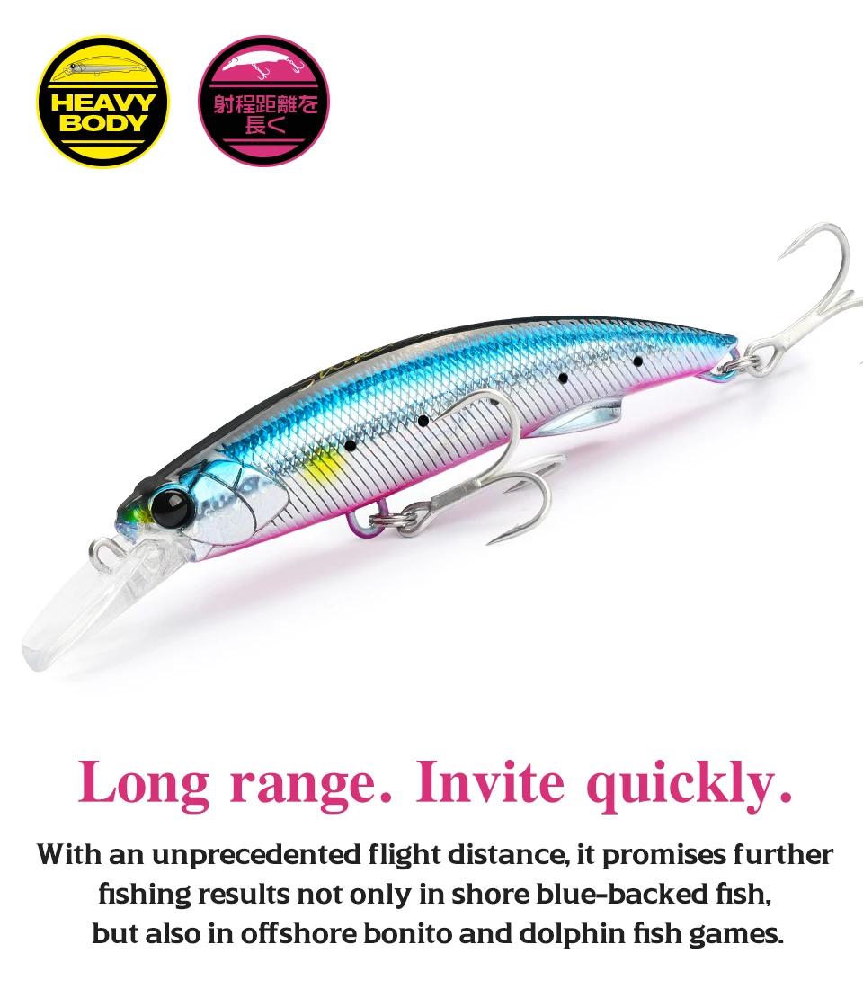 Un señuelo de pesca a largo plazo con un cuerpo rosado y amarillo