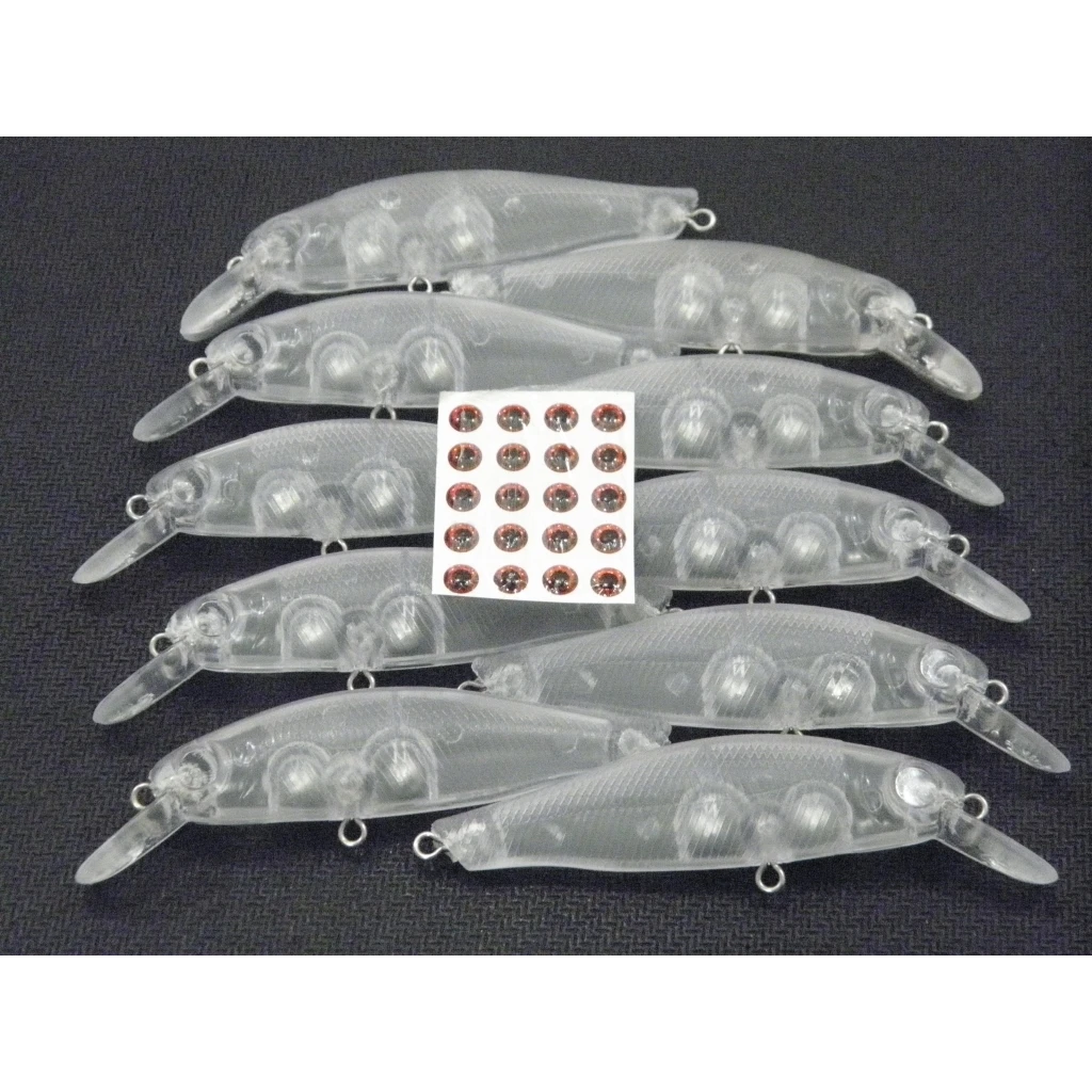 WLure-Señuelos de Pesca transparentes de 8cm para buceador poco profundo, cuerpo transparente, 10 cantidades por juego con ojos de silicona 3D UPM606 - imagen 2