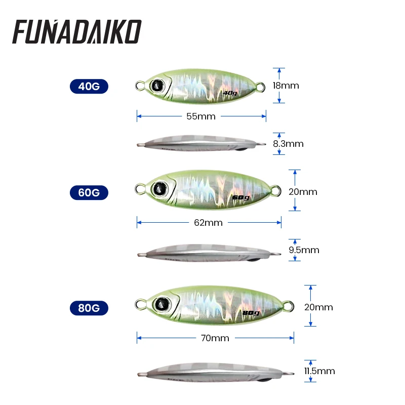 FUNADAIKO-señuelo de Pesca Artificial, cebos de plantilla lenta, 20g, 30g, 40g, 60g, 80g, novedad - imagen 5