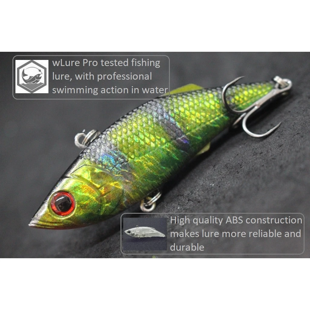 WLure-señuelo de pesca de 7cm y 9g, anzuelos de hoja de corte, anzuelos de fundición larga, Crankbait, tecnología de piel Real