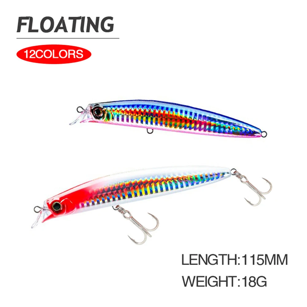11,5 cm 15g señuelo de pesca Minnow Wobbler buceo 0,3 M flotante Jerkbait Swimbait cebo duro Artificial océano playa pesca cebo de lubina - imagen 2