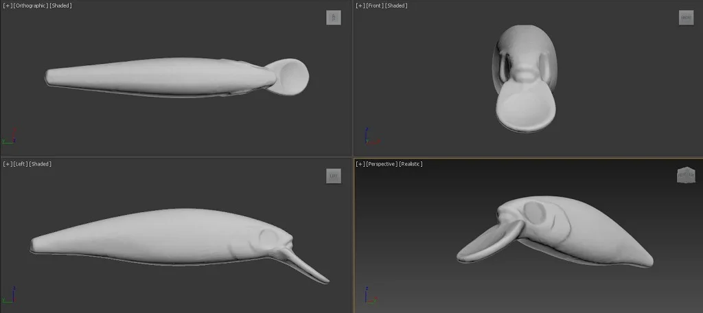 Una pantalla de computadora con un modelo 3D de peces