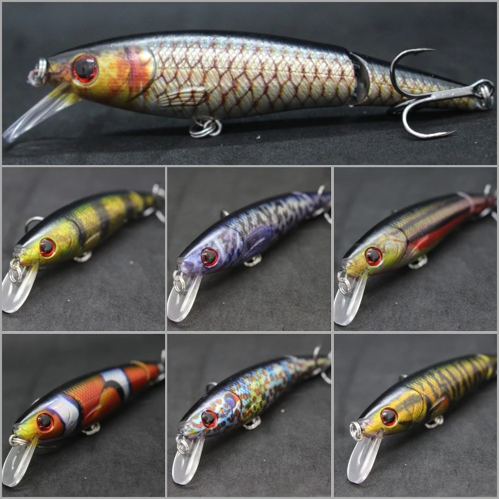WLure-señuelo de pesca de 10cm y 14g, anzuelos de hoja de corte con Minnow articulado, 2 segmentos, Wobbler apretado, hundimiento, pintura de piel real, HS652