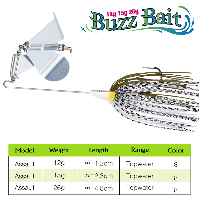 TSURINOYA Buzzbait señuelo de pesca Topwater Spinner cebos 26g cebo duro de Metal Artificial ASSAULT Bass Pike aparejos de pesca - imagen 3