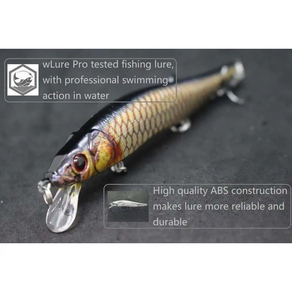 WLure-señuelo de pesca Minnow Crankbait, cebo duro ajustado, oscilante, hundimiento lento, Jerkbait, pintura realista de RealSkin HM262S - imagen 4