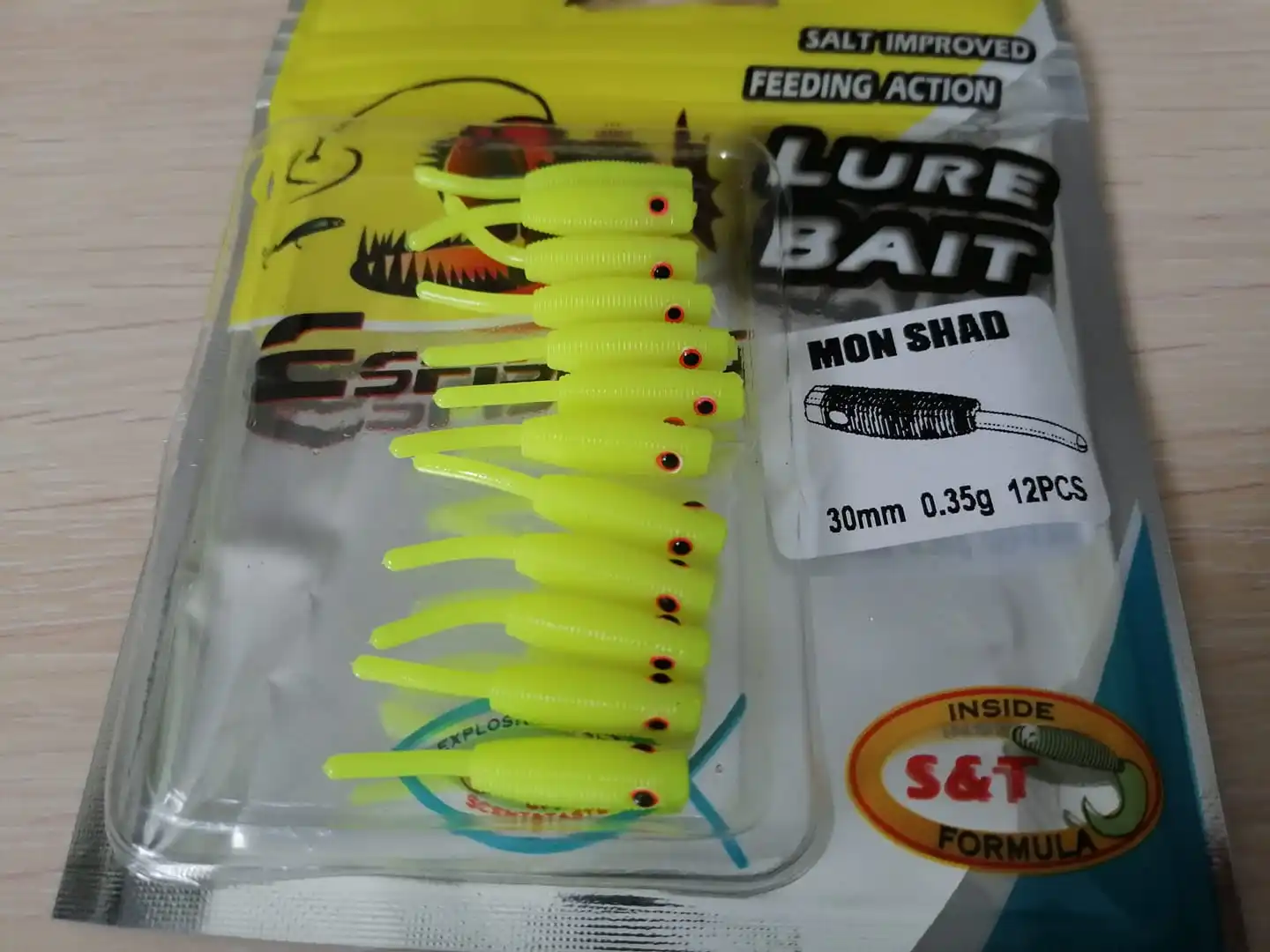 ESFISHING-SEÑUELOS DE pesca en hielo de invierno, gusano Mon Shad, 12 piezas, 30mm, aroma inyectado y sales, aparejos de cebo blando de silicona - imagen 4