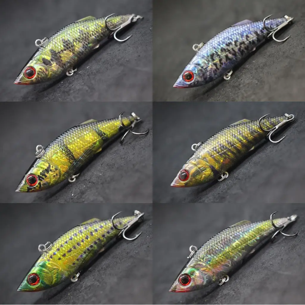 WLure-señuelo de pesca de 7cm y 9g, anzuelos de hoja de corte, anzuelos de fundición larga, Crankbait, tecnología de piel Real