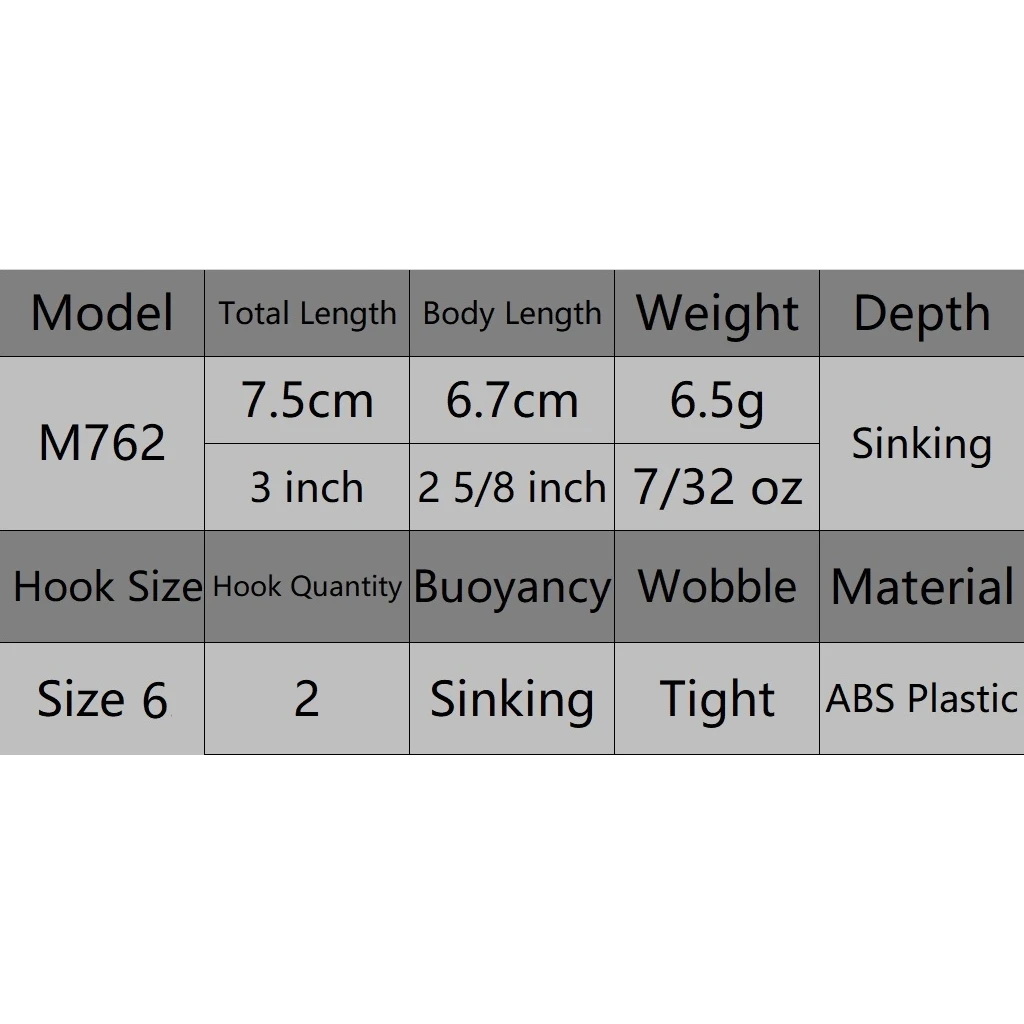WLure-señuelo de pesca Jerkbait, 6g, 7,5 cm, pececillo hundido pequeño, carpa, uso en agua dulce, oscilación apretada, fundición larga, M762 - imagen 5