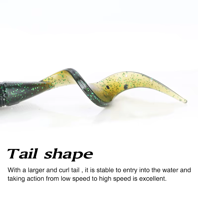 TSURINOYA Curl Tail Worm PULSE Señuelo de vinilo para Jig Head - imagen 4