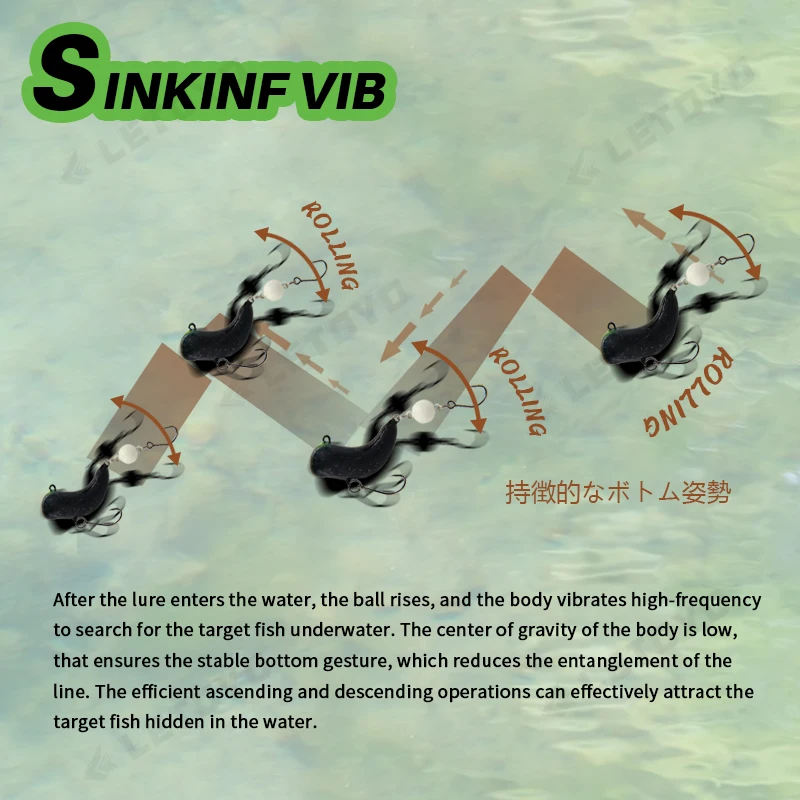 LETOYO Jerkbait vibración – Señuelo para trucha y perca - imagen 3