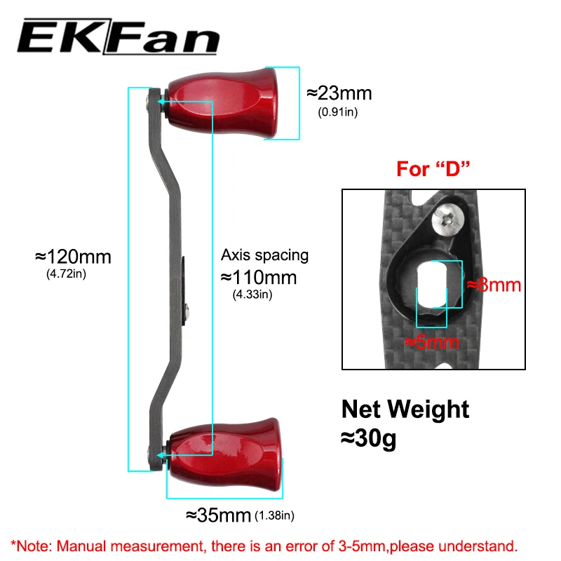 Mango EKfan Fibra de Carbono para Carrete Baitcasting - imagen 4