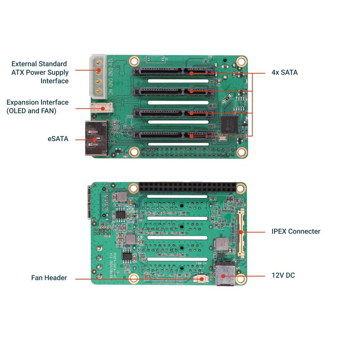 ROCKPI Penta SATA HAT: adaptador para discos SATA en Raspberry Pi 5 - imagen 2