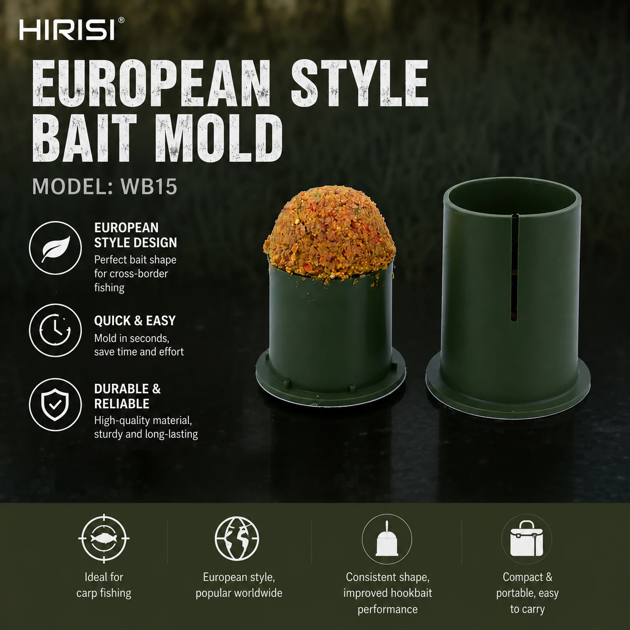 Molde de bolas para carpas estilo europeo – prensa de cebo