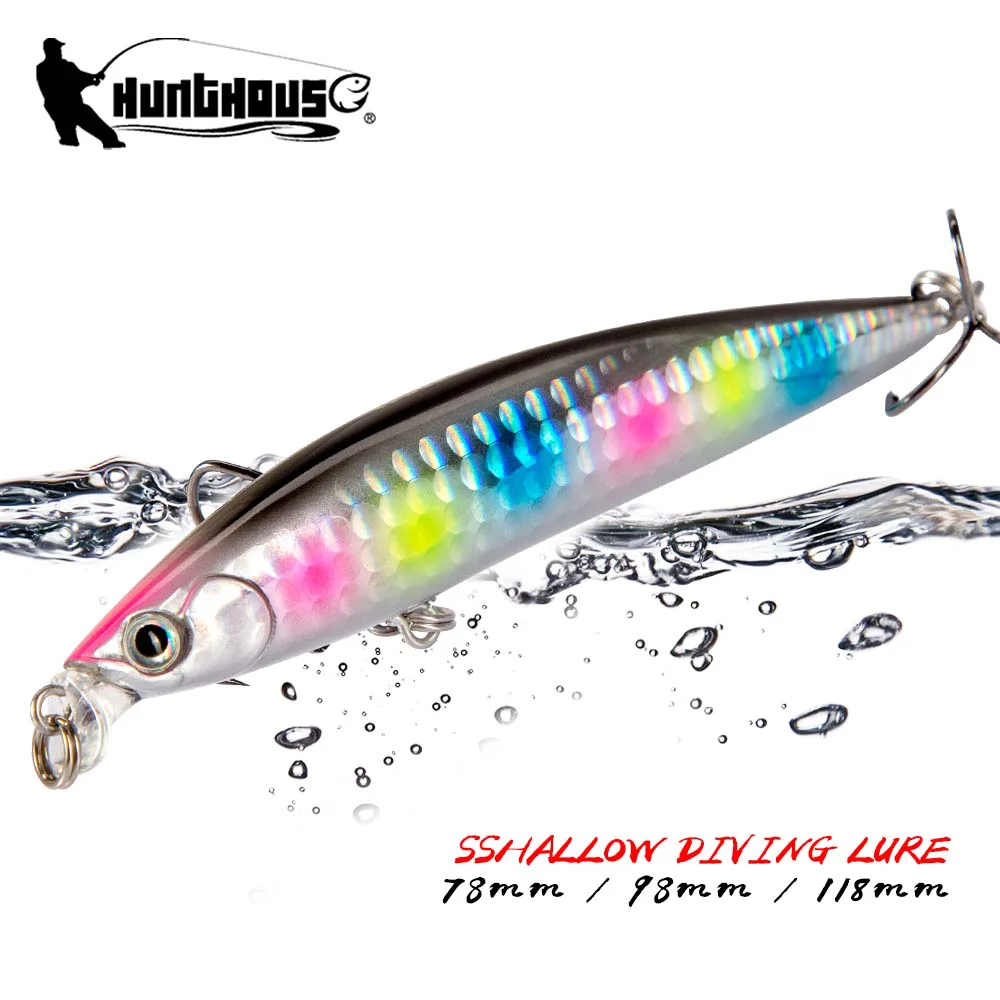 Hunthouse Jerkbait Minnow flotante para lubina y trucha