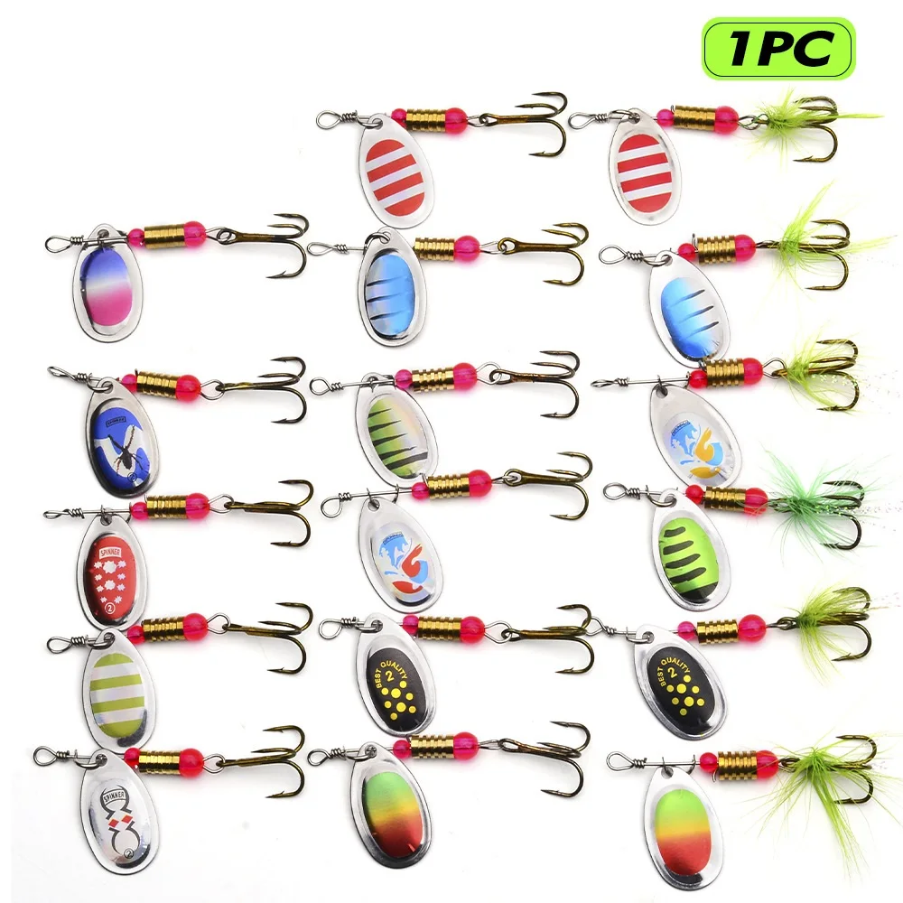 Kit de señuelos de pesca con cuchara giratoria de metal