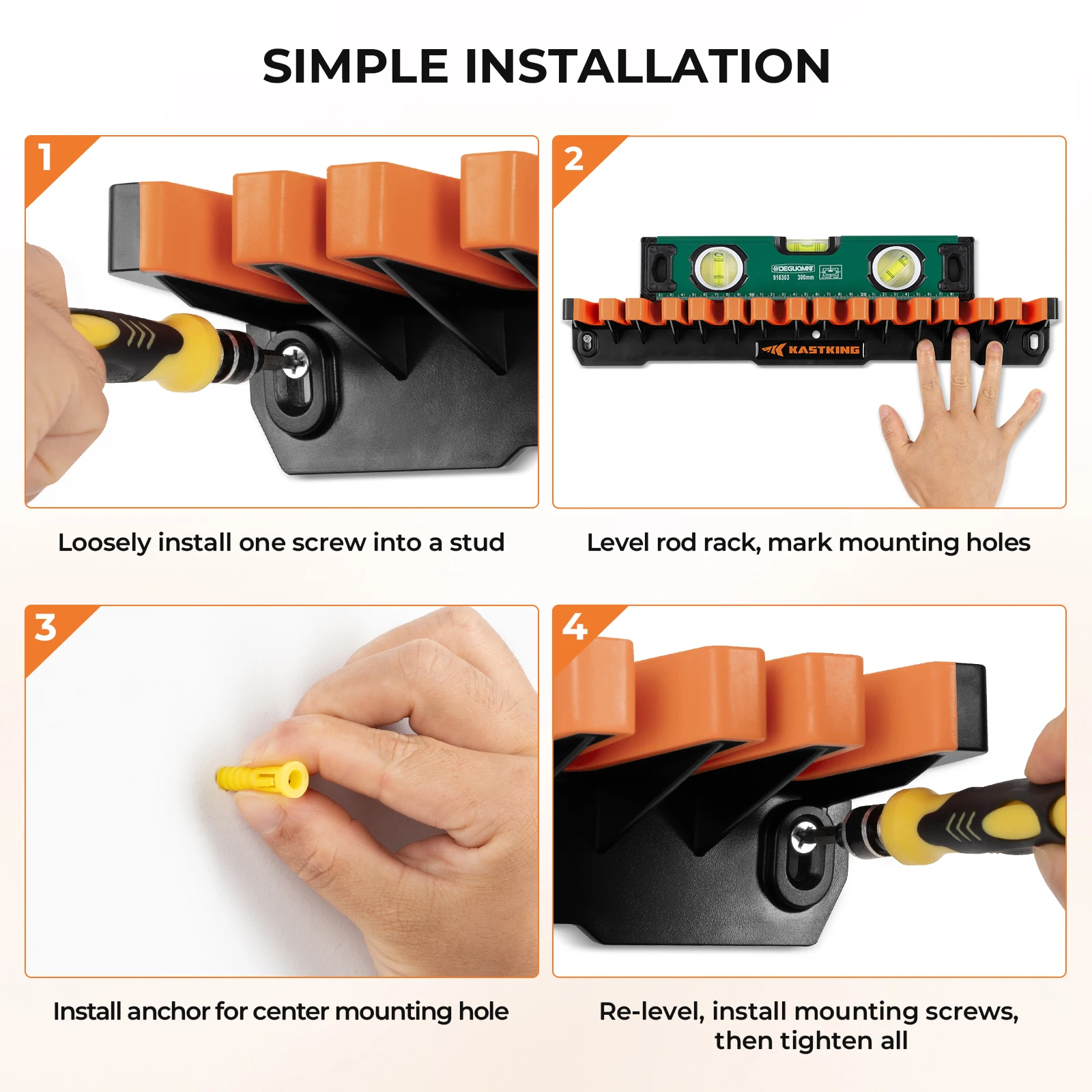 KastKing V15HD soporte de pared para cañas de pescar