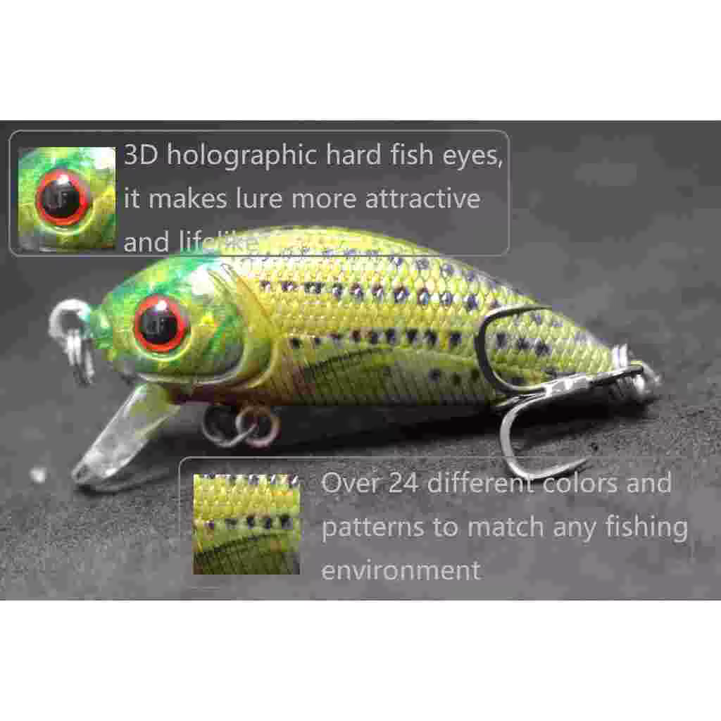 wLure Crankbait hundimiento lento con anzuelo triple vástago corto - imagen 2