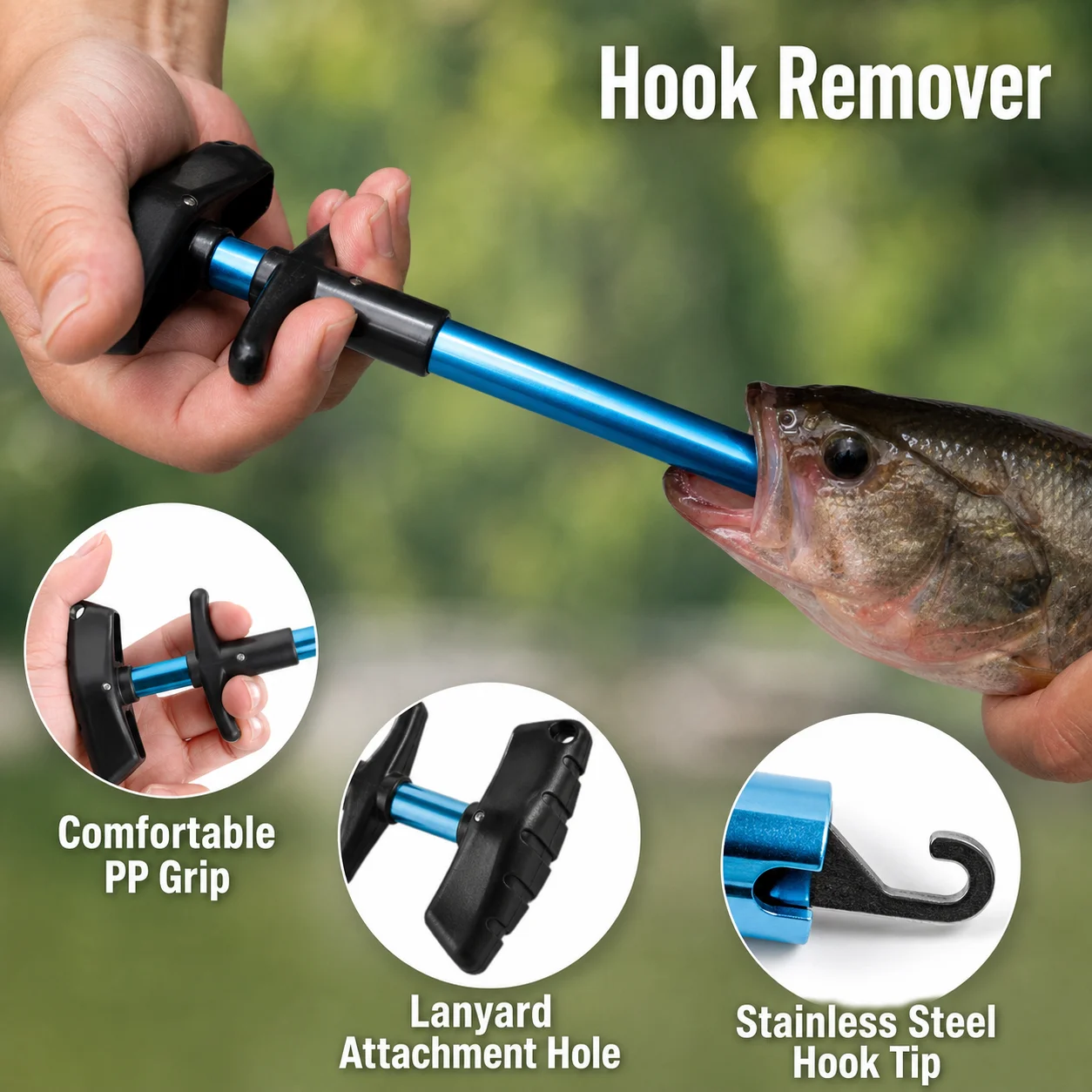Pinza para peces y extractor de anzuelos