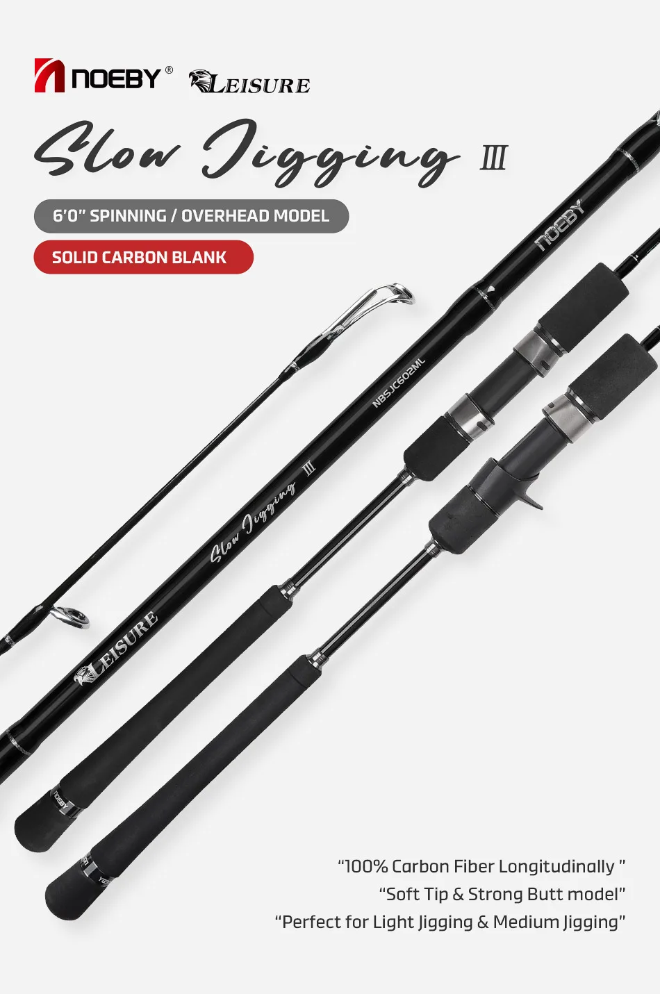Caña de pesca NOEBY para slow jigging en agua salada