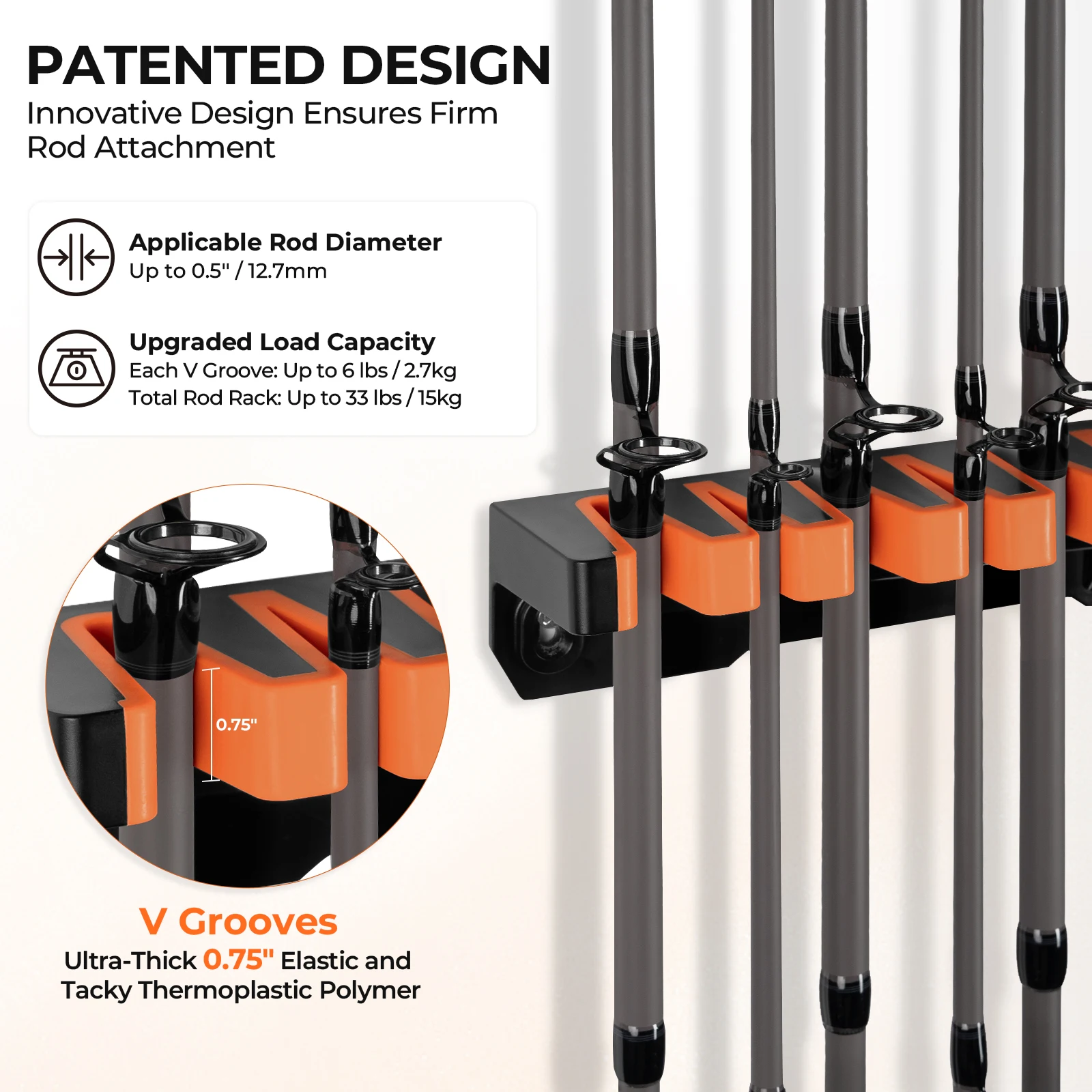 KastKing V15HD soporte de pared para cañas de pescar - imagen 5