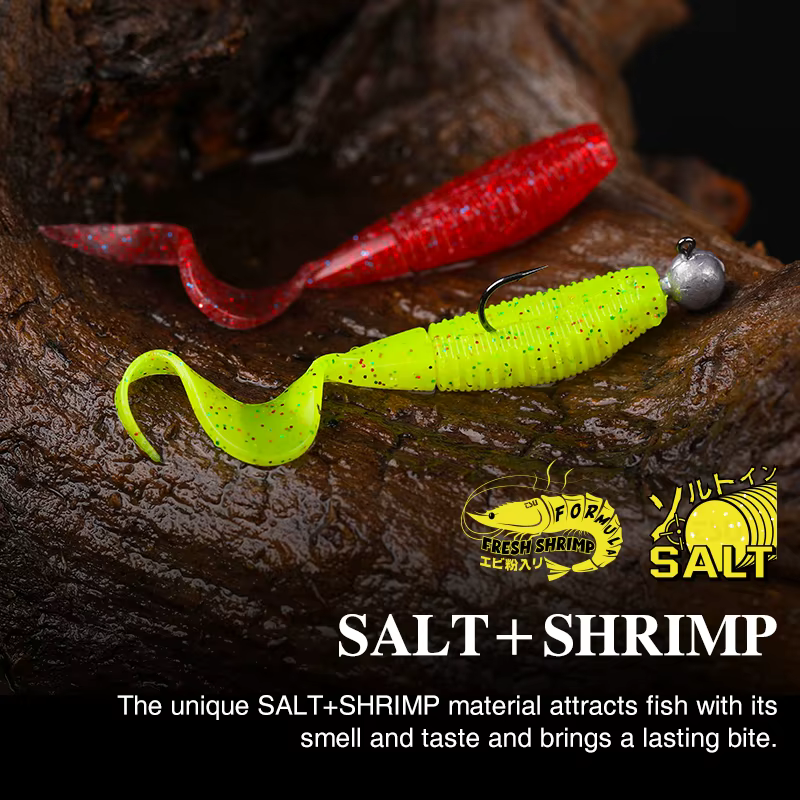 Gusano vinilo Tsurinoya Grub 6cm 3.1g – Cola rizada para Texas Rig - imagen 4