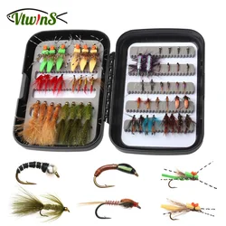 Vtwins Kit de moscas para trucha: secas, ninfas y streamer