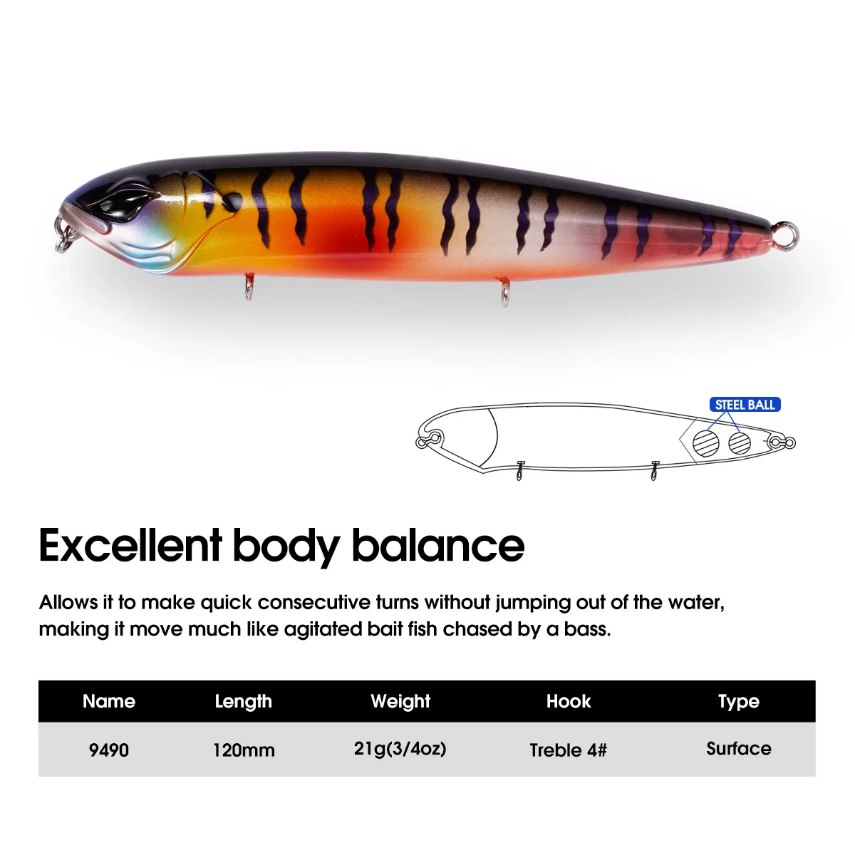 Wobbler NOEBY Rattle Stickbait flotante tipo lápiz – larga distancia - imagen 2
