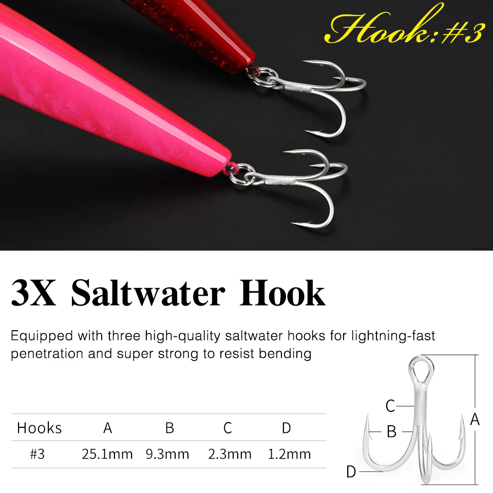 Tsurinoya Stinger 160F – Minnow Flotante Slim 163mm 31g anzuelos afilados - imagen 3